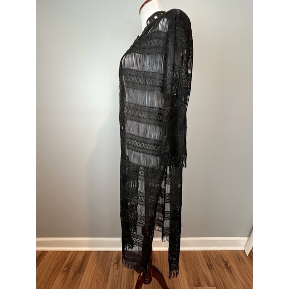 Damianou Black Witchy Duster Size M/L Cardigan Kimono Vintage Whimsigoth - Picture 8 of 14